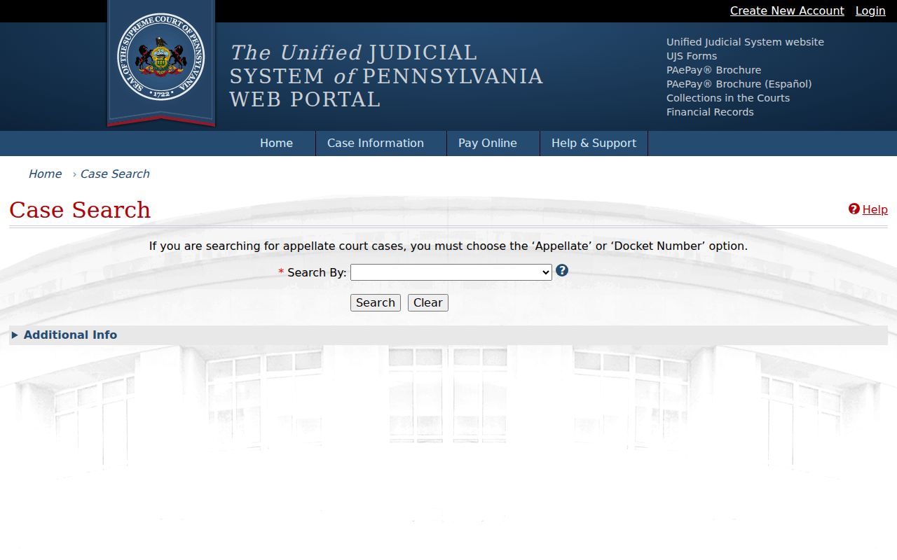 Lackawanna County criminal court record search in UJS