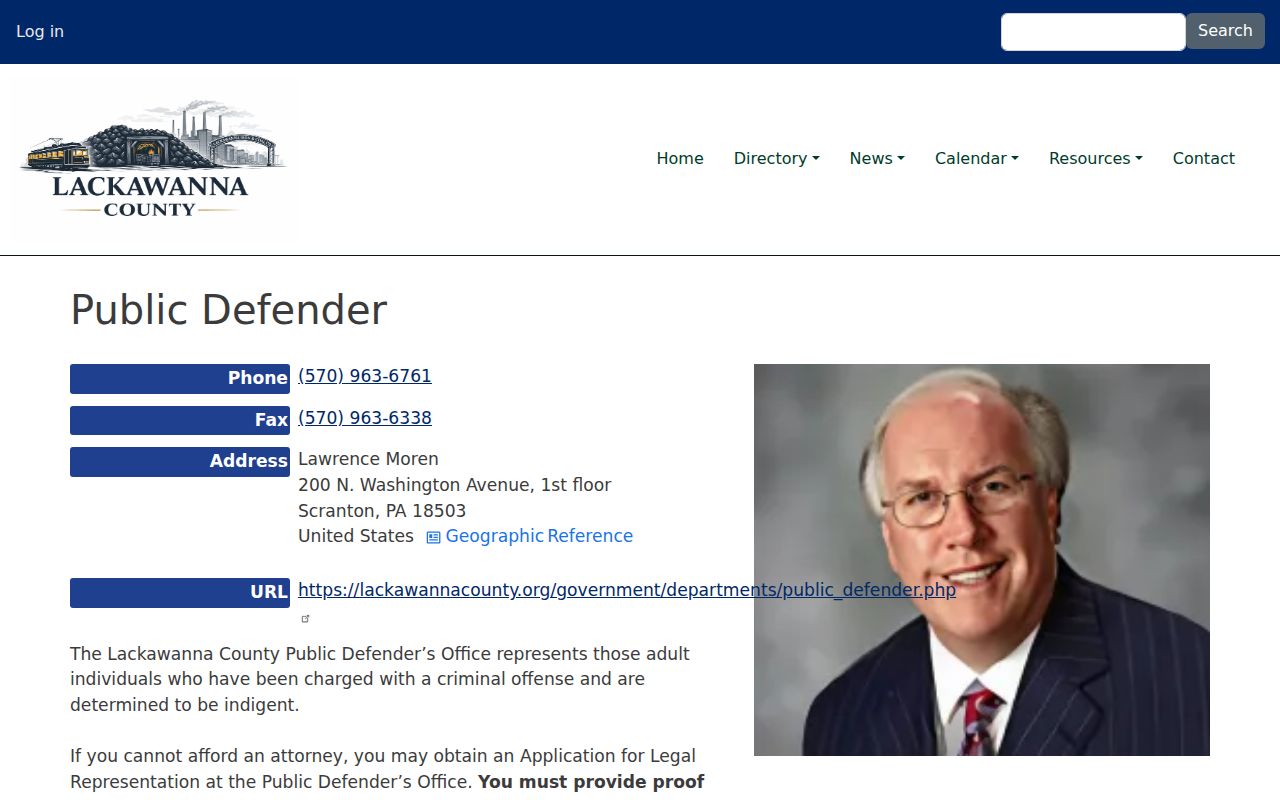 Lackawanna County criminal record Public Defender directory