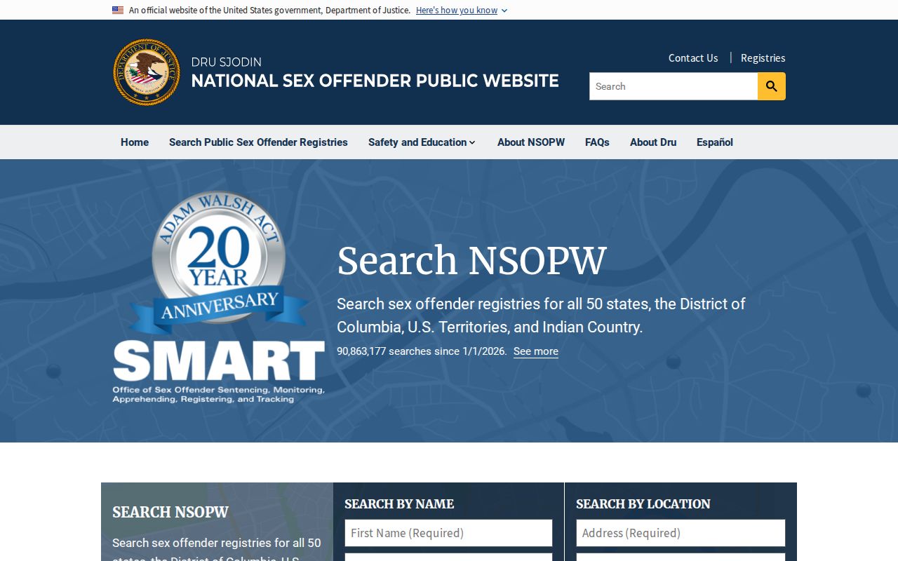 National search supporting a Lackawanna County sex offender registry check